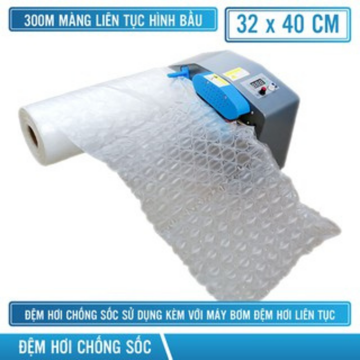 Màng đệm hơi PE hình bầu 300m/cuộn màng xốp hơi Air Bubble dày 15um