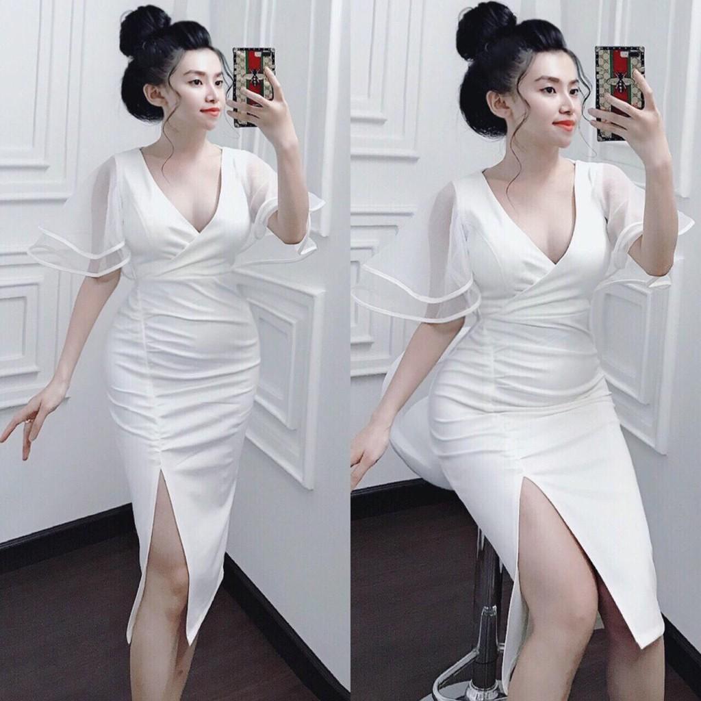 Đầm dự tiệc tay phối ren quyến rũ
