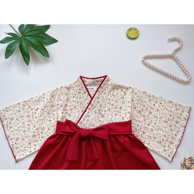 Váy Kimono Nhật Bản Cách Điệu Bé Gái 3 Đến 18kg, Đầm Bé Gái Chất Lụa Ướt + Đũi Cara