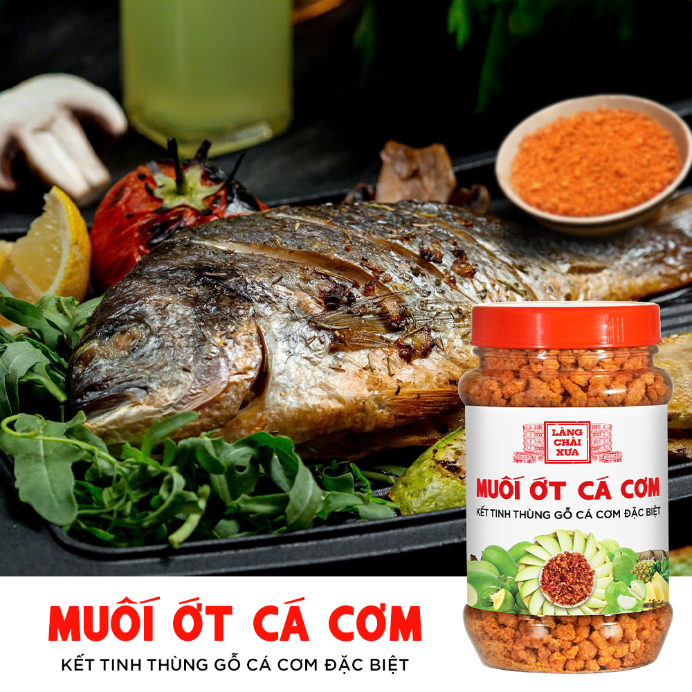 Muối ớt cá cơm Làng Chài Xưa kết tinh thùng gỗ, cá cơm đặc biệt thơm ngon hủ 180g