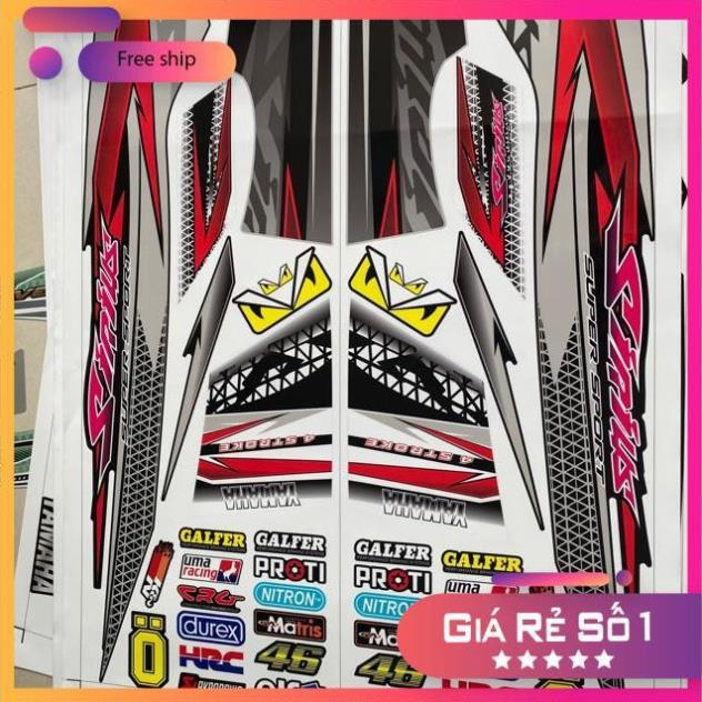 Tem rời Sirius tam giác đỏ trắng đen tặng kèm logo decal xịn 3 lớp ko bay màu bảo hành màu sắc vĩnh viễn