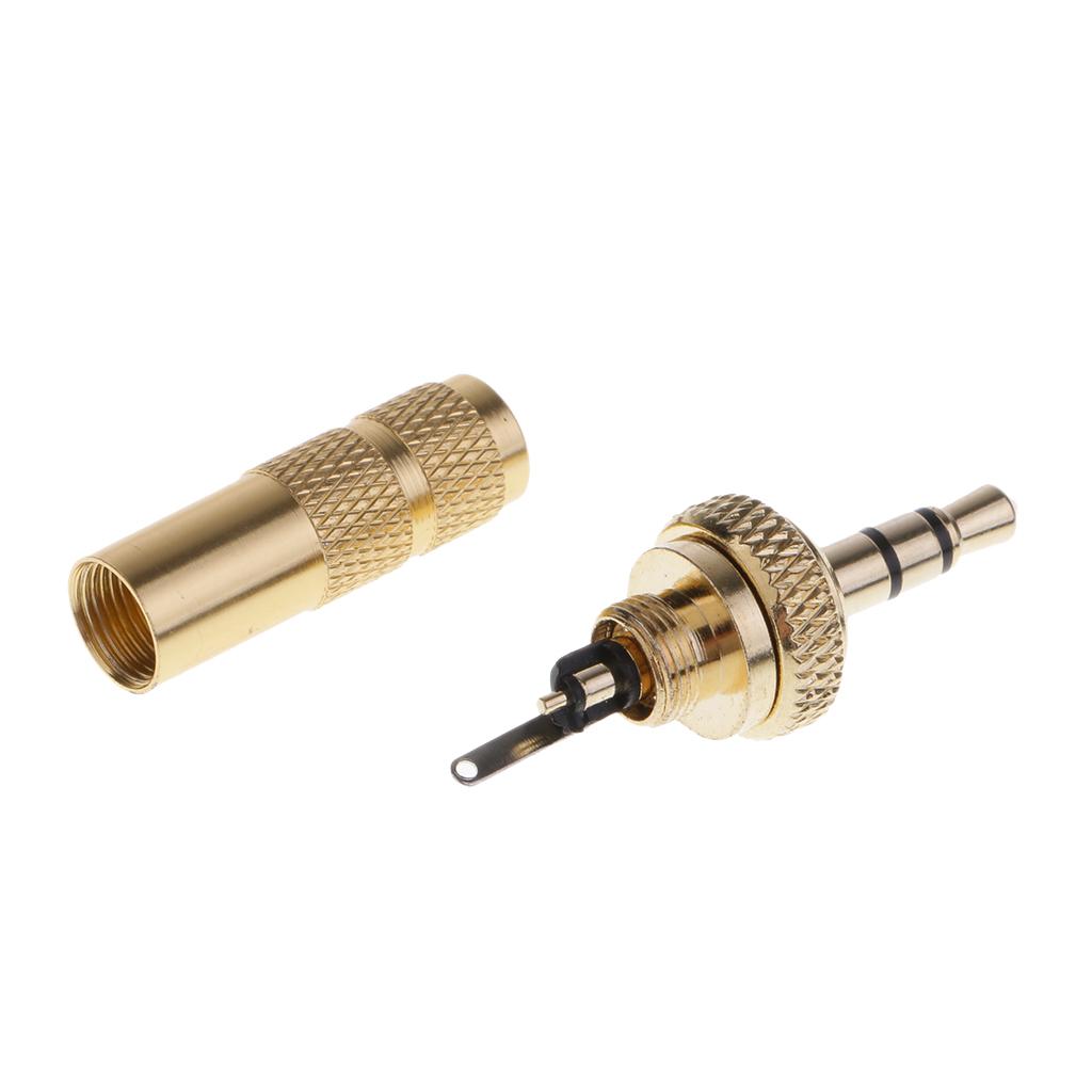 3.5mm Screw Lock Stereo Jack Male Plug Metal Audio Solder Adapter