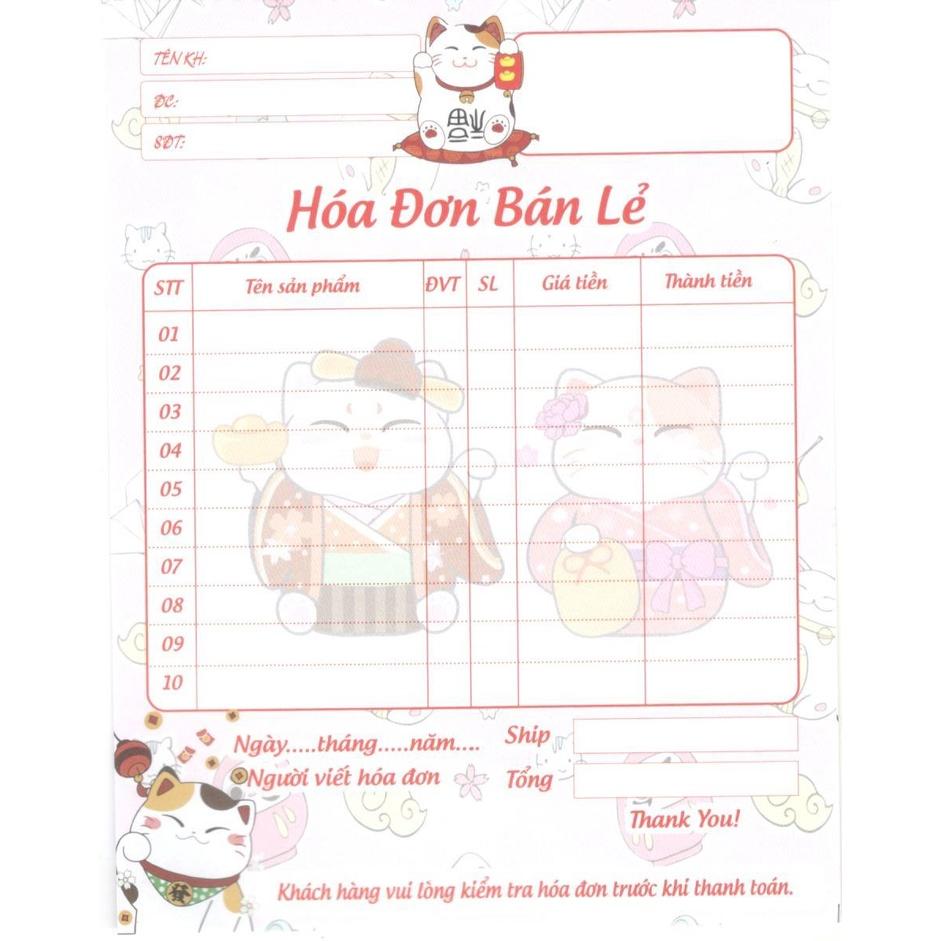 Hoá Đơn Bán Lẻ Siêu Xinh size 11.7x16.5cm-100 tờ/1 cuốn, Giấy dày Fo70