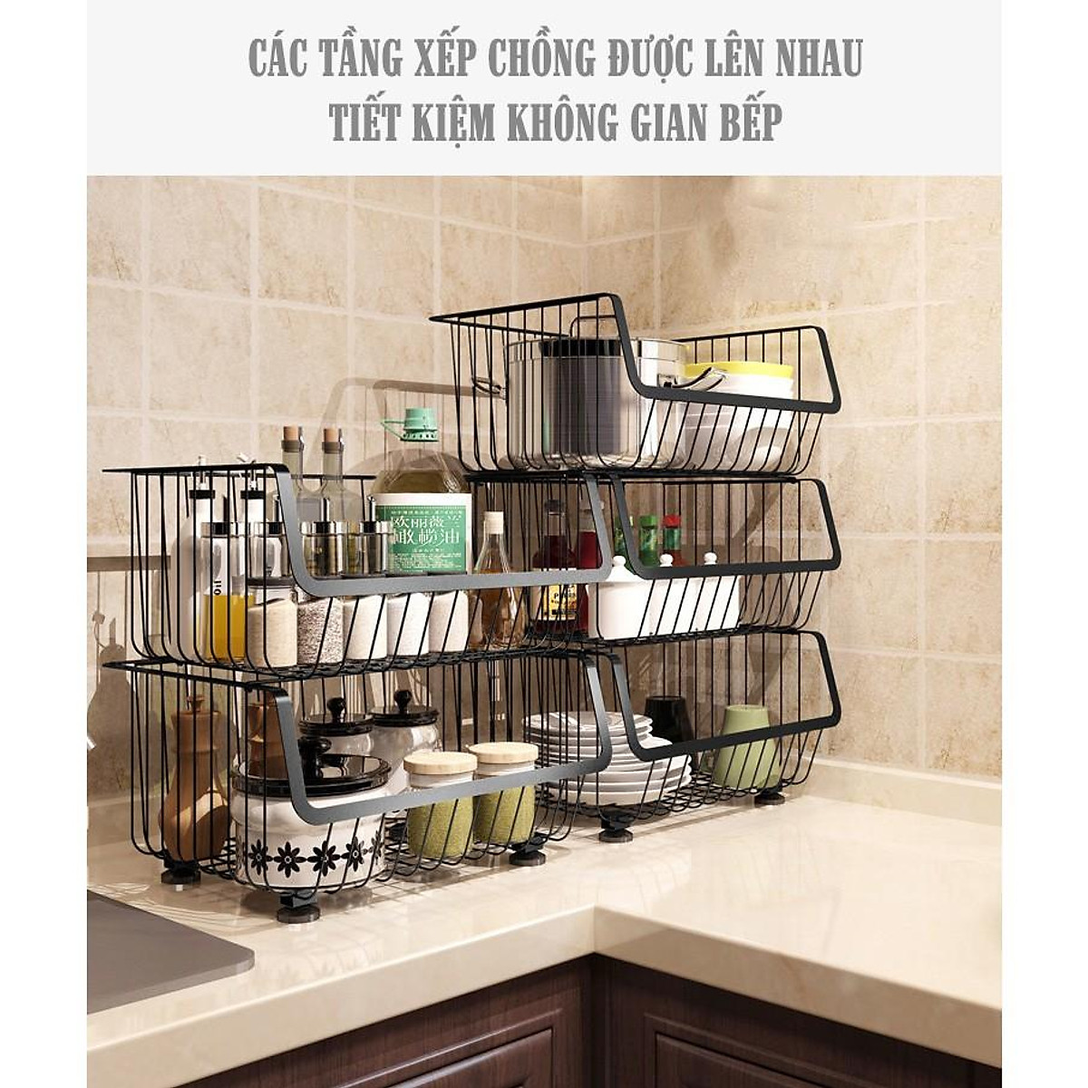 Kệ rau củ đa năng nhiều tầng có bánh xe tiện lợi nhà bếp, giá đựng rau củ, hoa quả, trái cây, xoong nồi,gia vị tiện dụng