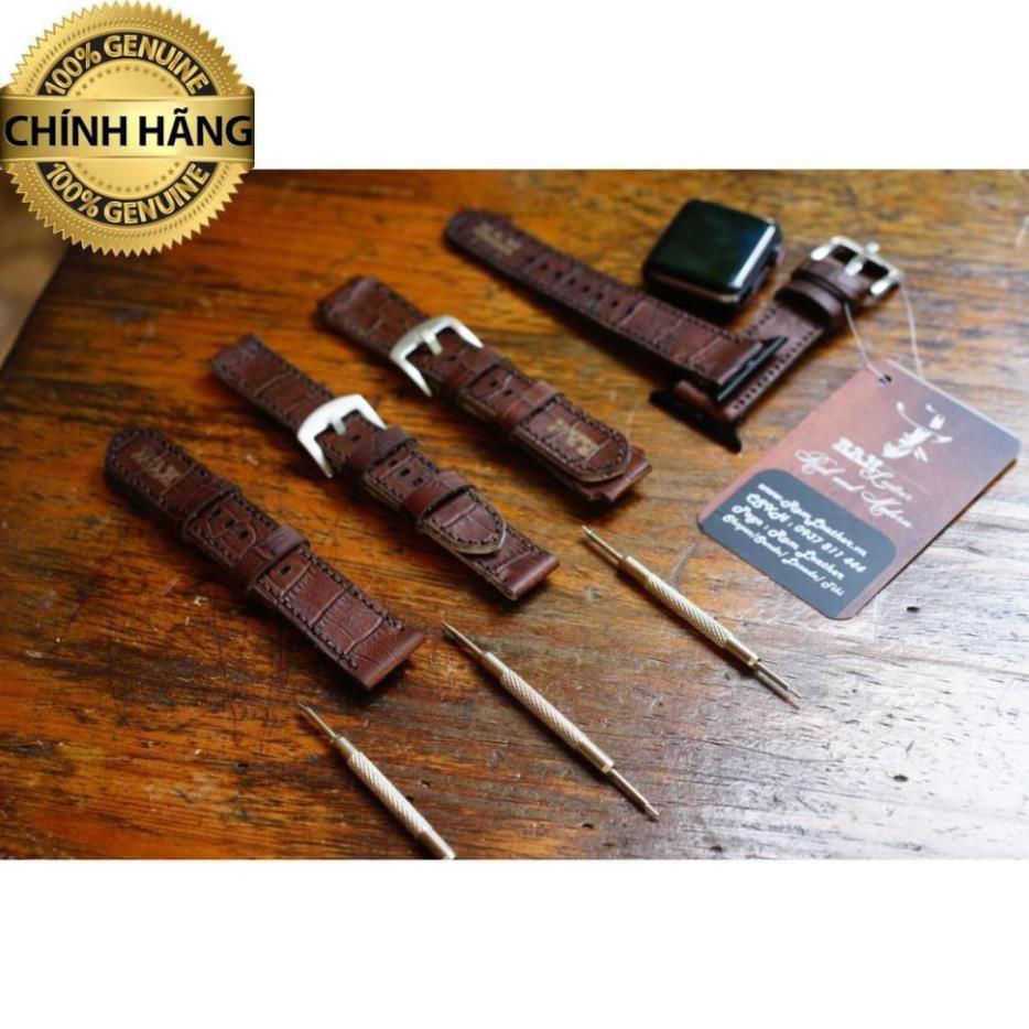 DÂY ĐỒNG HỒ DA THẬT VÂN CÁ SẤU NÂU - CHÍNH HÃNG RAM LEATHER .