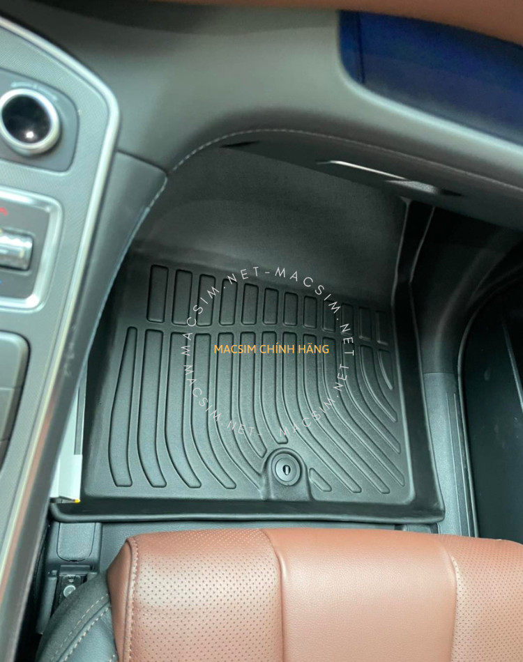 Thảm lót sàn xe ô tô Hyundai Santafe 2019- đến nay Nhãn hiệu Macsim chất liệu nhựa TPE cao cấp  - màu đen 3 hàng ghế