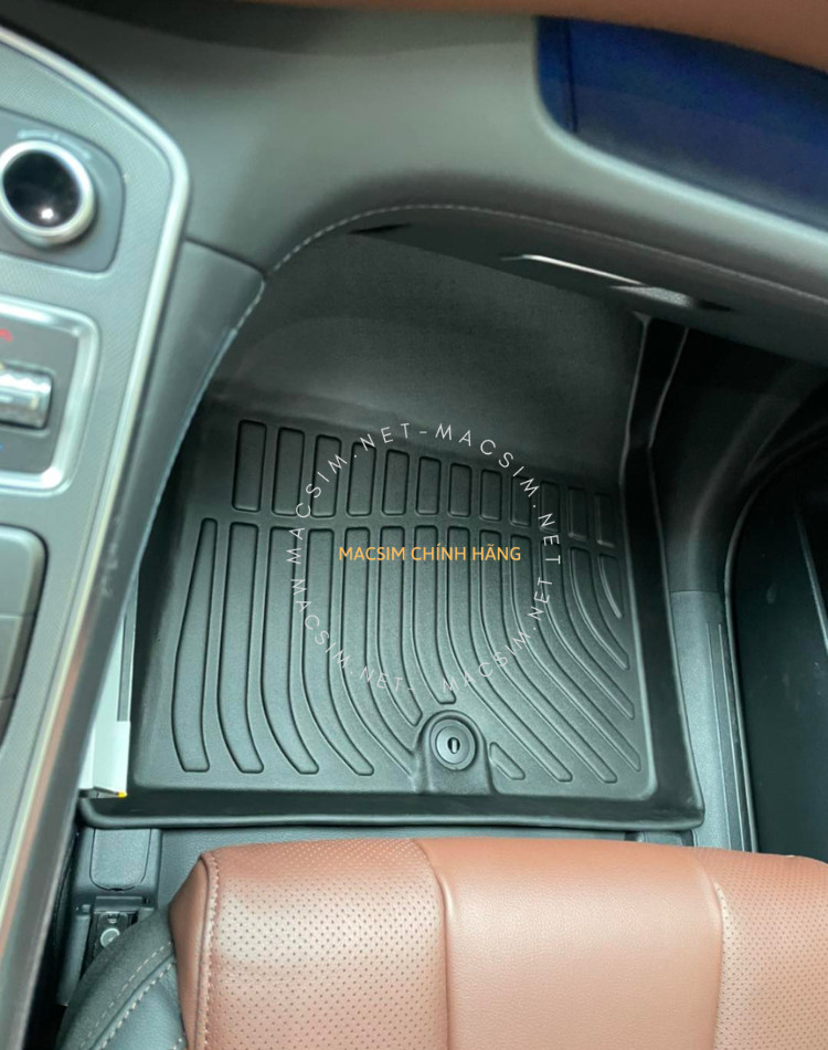 Thảm lót sàn xe ô tô Hyundai Santafe 2019-2023 Nhãn hiệu Macsim chất liệu nhựa TPE cao cấp màu đen