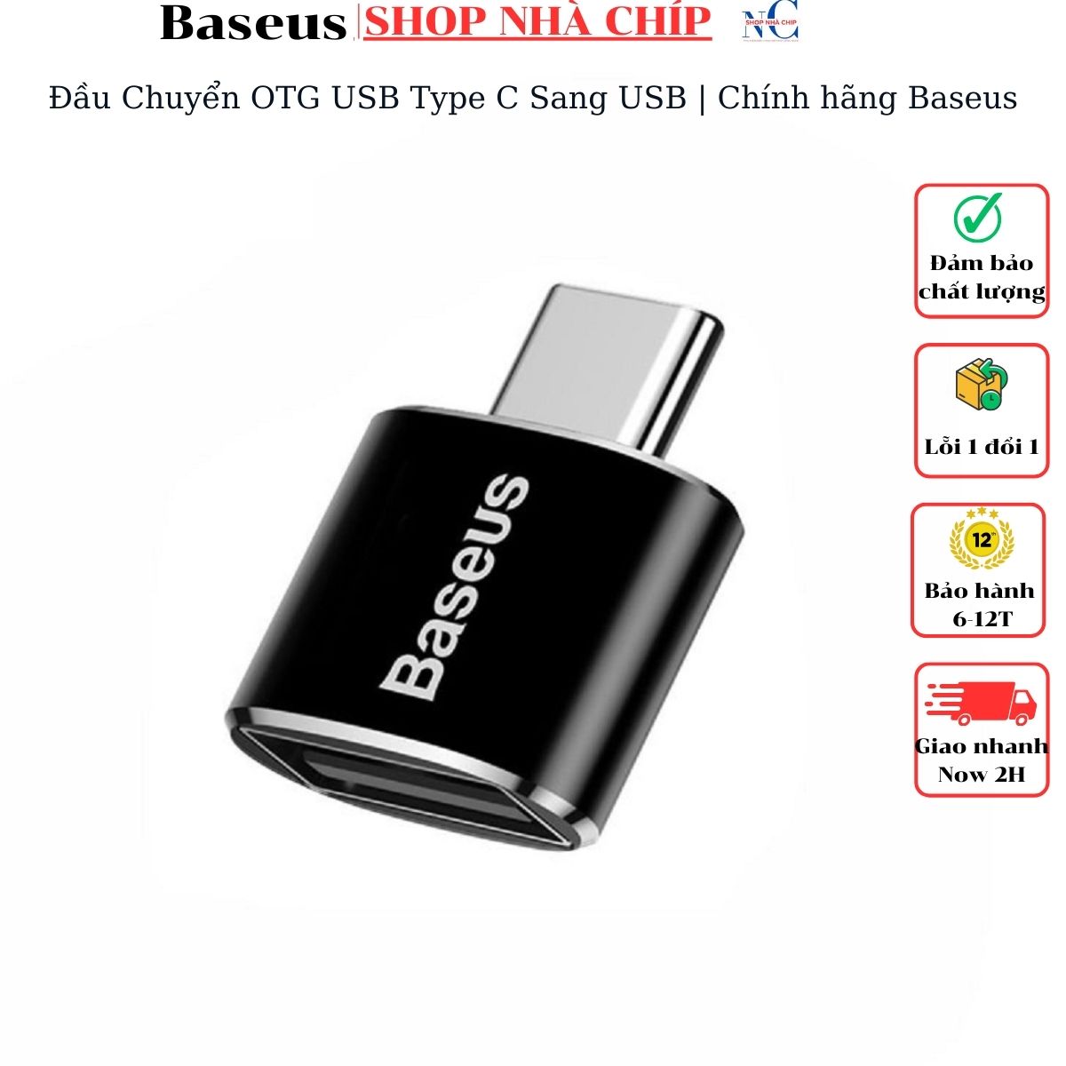 Hình ảnh Baseus LV106-B01 Đầu Chuyển OTG USB Type C Sang USB | Chính hãng Baseus