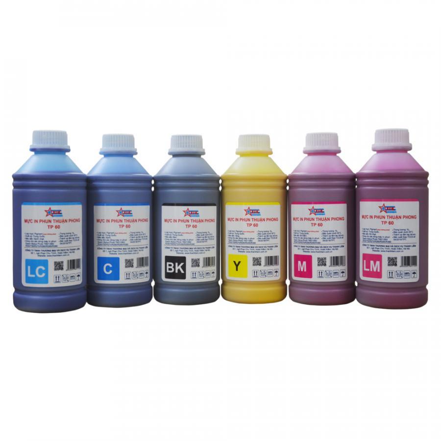 Bộ 6 Màu Mực in phun Thuận Phong PIGMENT TP60 dùng cho máy in phun Epson - Hàng Chính Hãng