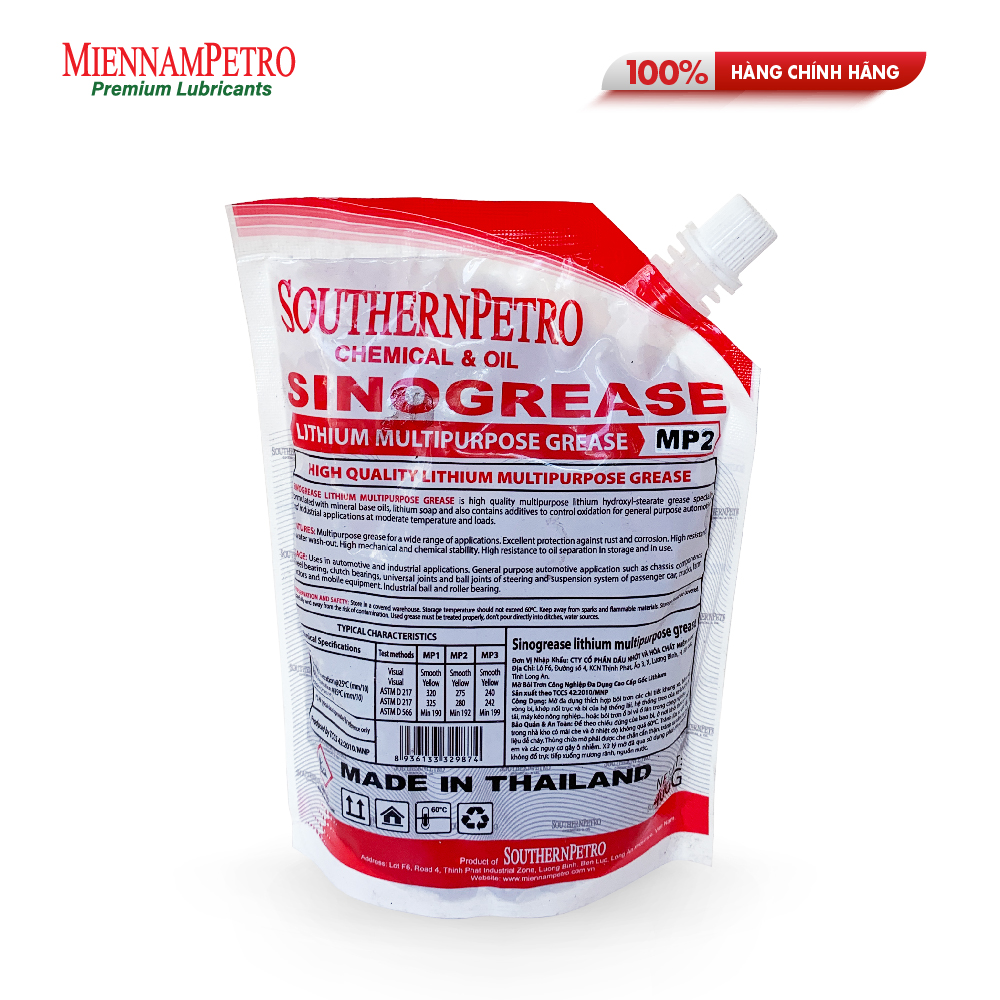 Mỡ Bôi Trơn MiennamPetro Sinogrease Lithium MP2 400G Đa Dụng Bảo Vệ Xe Ô Tô Và Các Thiết Bị Công Nghiệp Cao Cấp