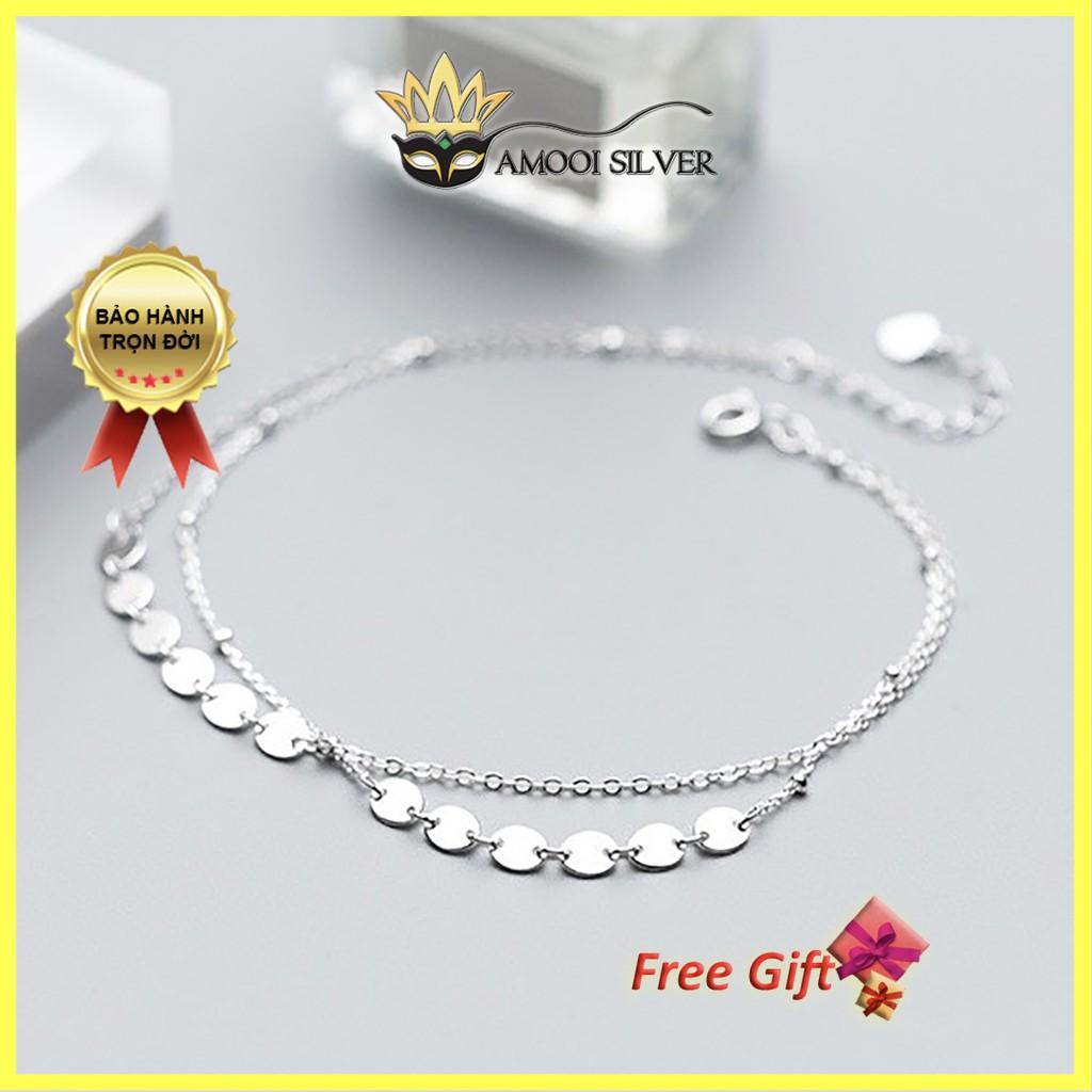 Lắc Chân Bạc Dây Đôi Khoen Tròn Chắc Chắn - Vòng Chân Bạc Thời Trang - Lắc Chân Bạc S925 Sáng Đẹp - AMOOI SILVER