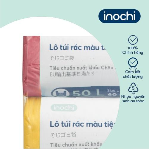 Lô túi rác màu tiện dụng Inochi - Soji 4 x 50L có quai cầm (4 cuộn)