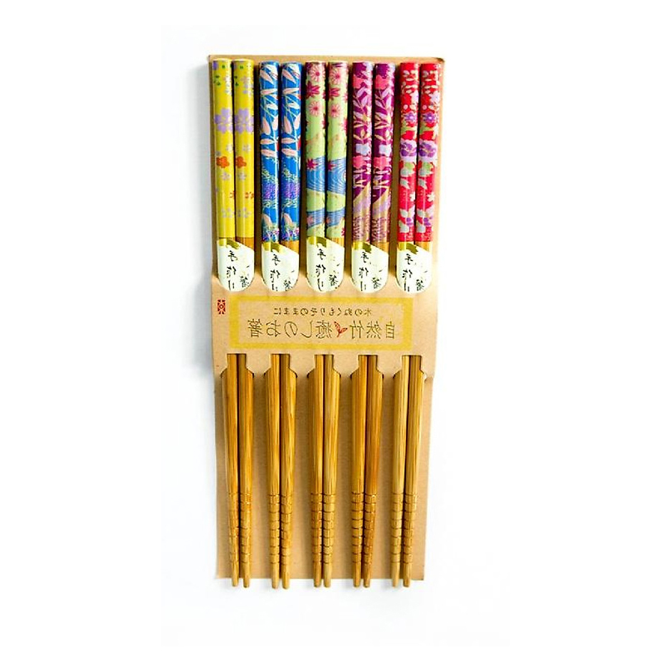 Vỉ 5 đôi đũa tre Kokusai Nhật Bản an toàn, chất liệu tre tự nhiên 22,5 x 10 x 3 cm NDCK-06