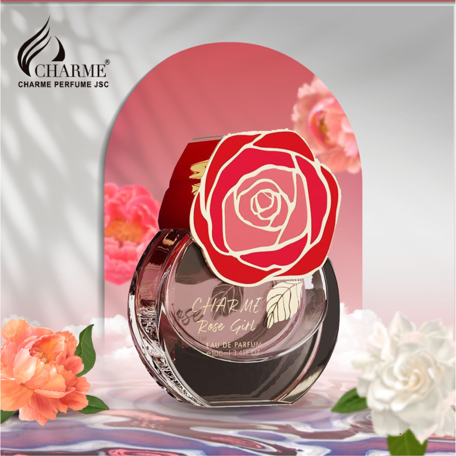 Nước hoa nữ cao cấp, Charme Rose Girl, hương hoa hồng, thanh mát, ngọt ngào, đầy quyến rũ, 100ml