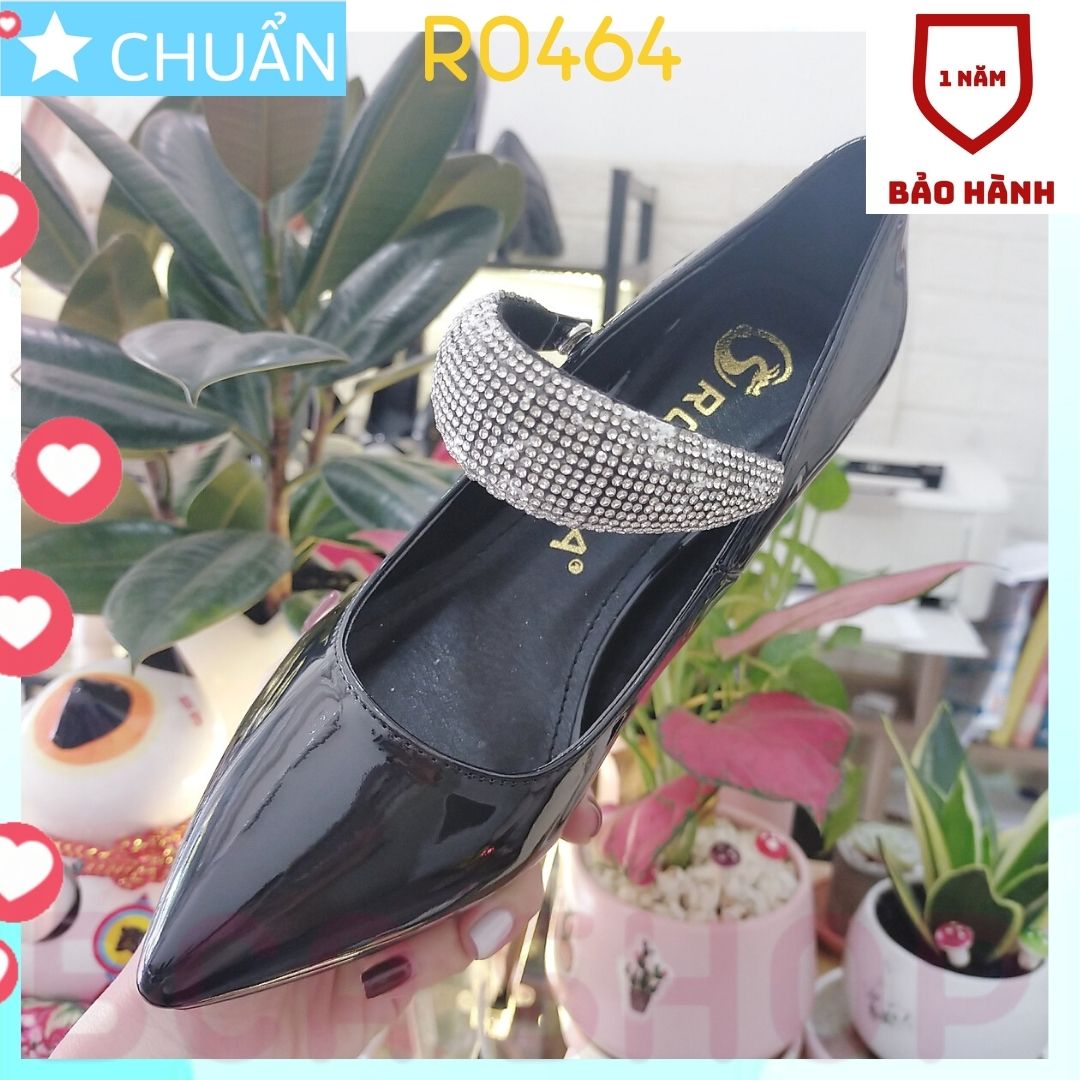 Giày cao gót nữ 8p RO464 ROSATA tại BCASHOP bít mũi, quai ngang gắn nhiều hạt kim cương nhỏ lấp lánh - màu đen