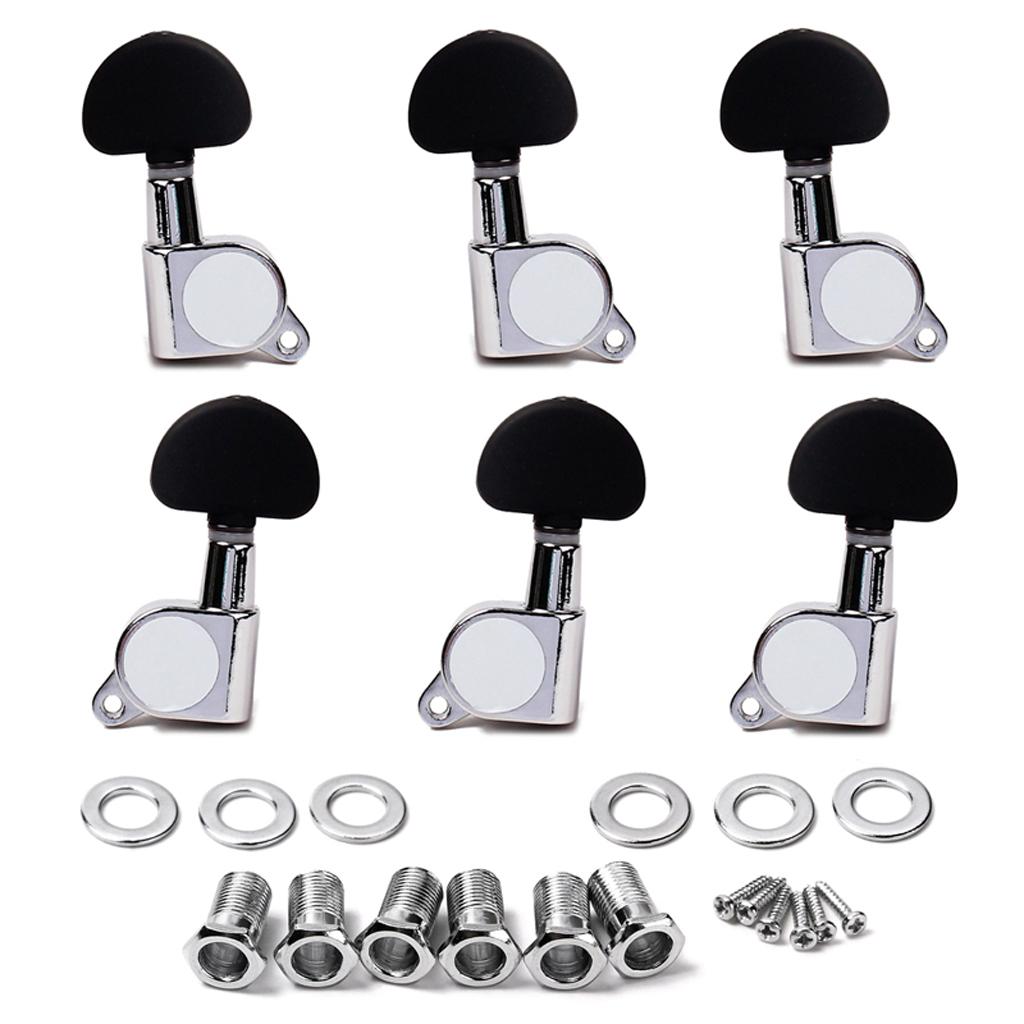 Sunnimix 6 Miếng Đóng Cửa Đàn Guitar Chỉnh Phím Bắt Sóng Bộ Cho Dân Gian/Đàn Guitar Điện Thay Thế Phần 3L + 3R