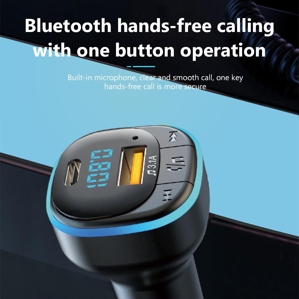 25W USB C CAR SARGER Bluetooth 5.0 FM Trình phát MP3 Người chơi điều chỉnh không dây Máy thu âm thanh không dây 2 Cổng Bộ sạc nhanh