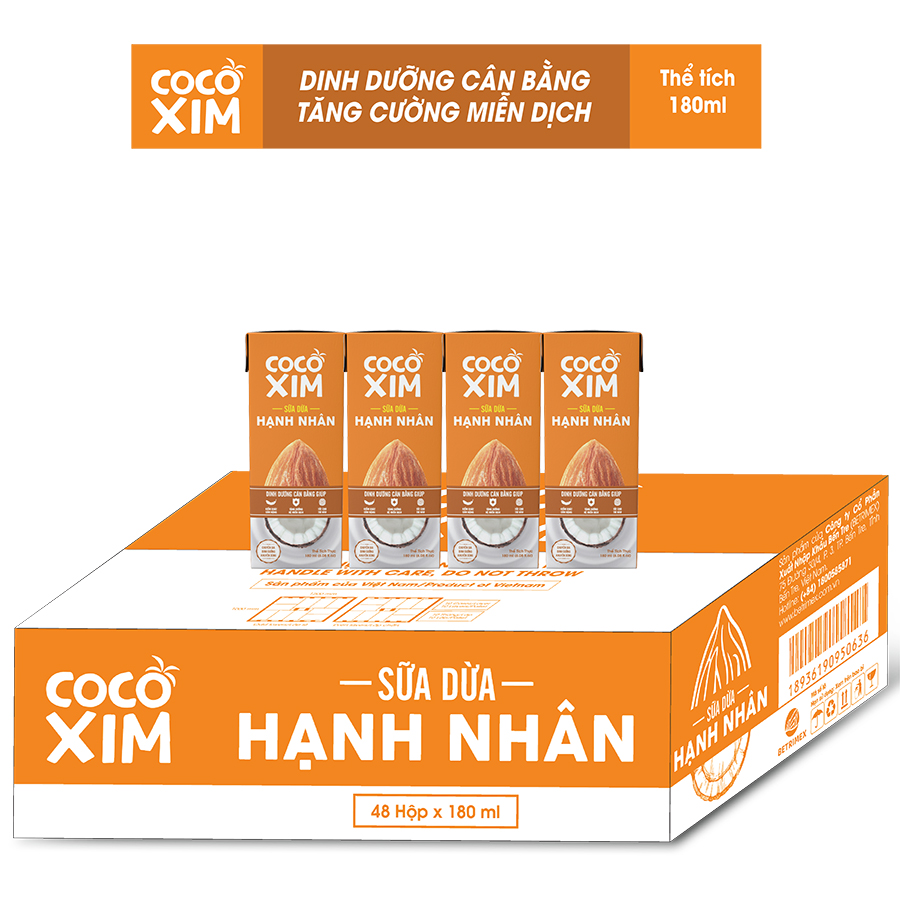 Sữa dừa COCOXIM hạnh nhân 180ml thùng 48 hộp