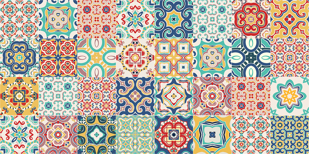 Decal gạch bông cổ điển - Mẫu KT55