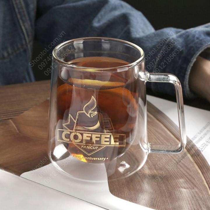 Cốc ly uống cà phê bằng thủy tinh loại 2 lớp, loại 200ml hoặc 300ml tùy chọn
