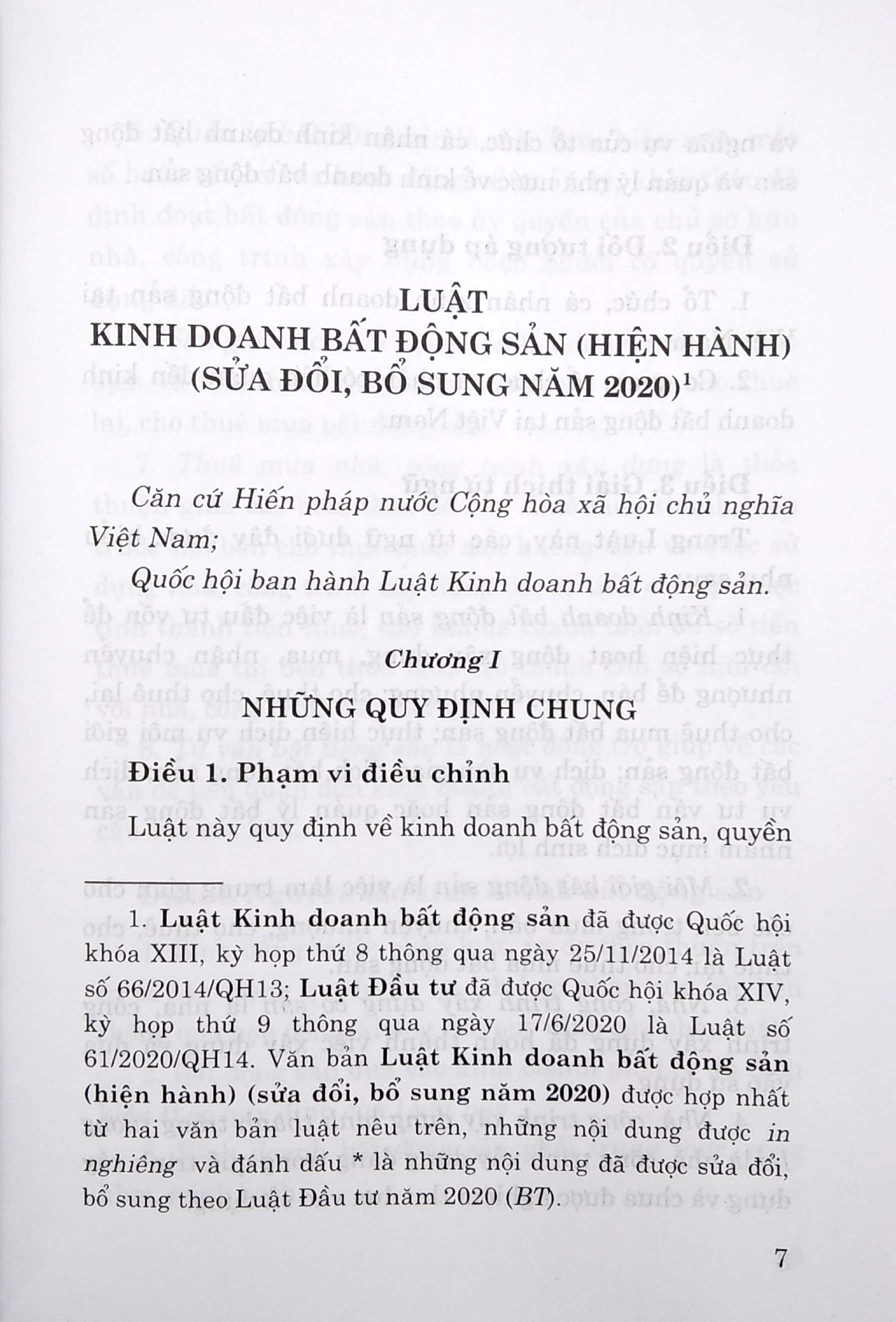 Luật Kinh Doanh Bất Động Sản (Hiện Hành) (Sửa Đổi, Bổ Sung Năm 2020)