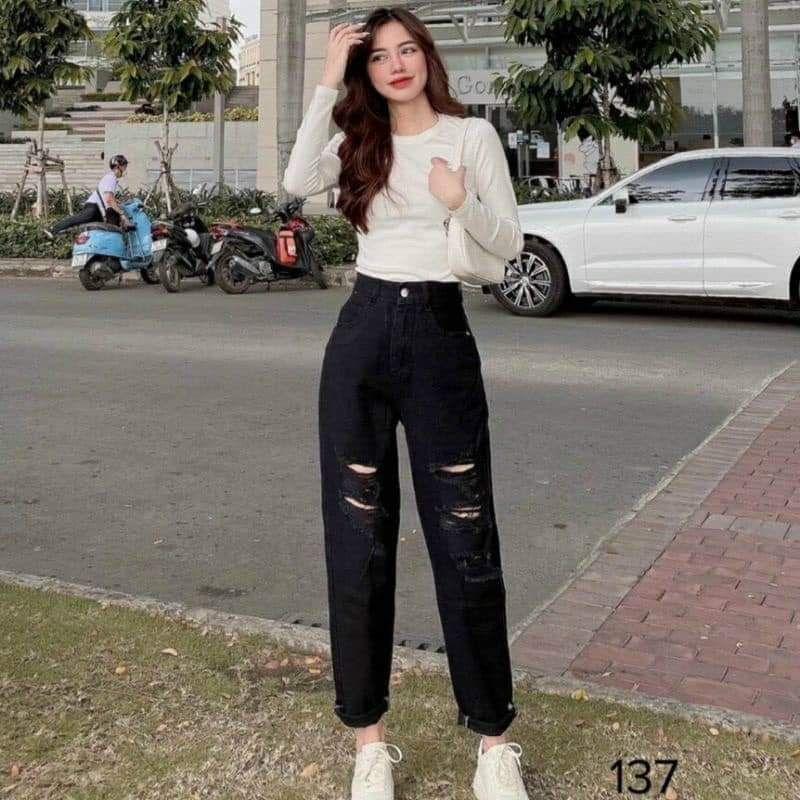 - - QUẦN BÒ DÁNG BAGGY RÁCH - - mẫu hot 2022