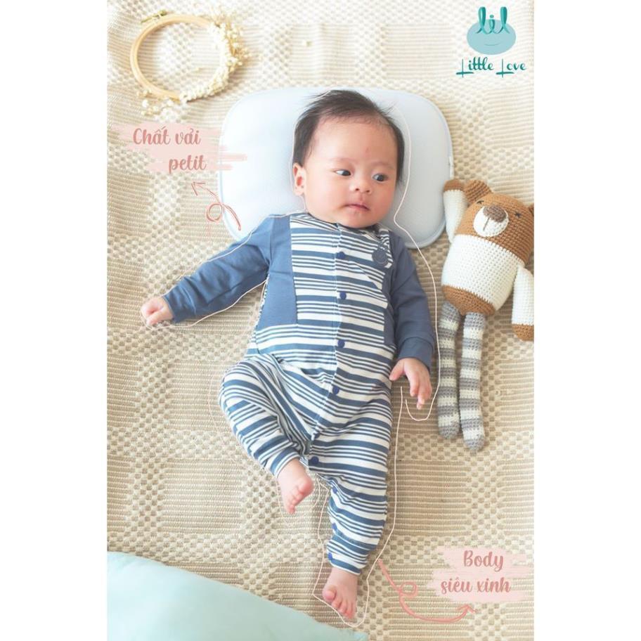 Body dài tay petit Little love họa tiết kẻ