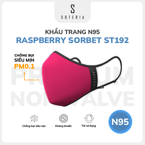 Khẩu trang thời trang Soteria Raspberry Sorbet ST192 - N95 lọc 99% bụi mịn 0.1 micro