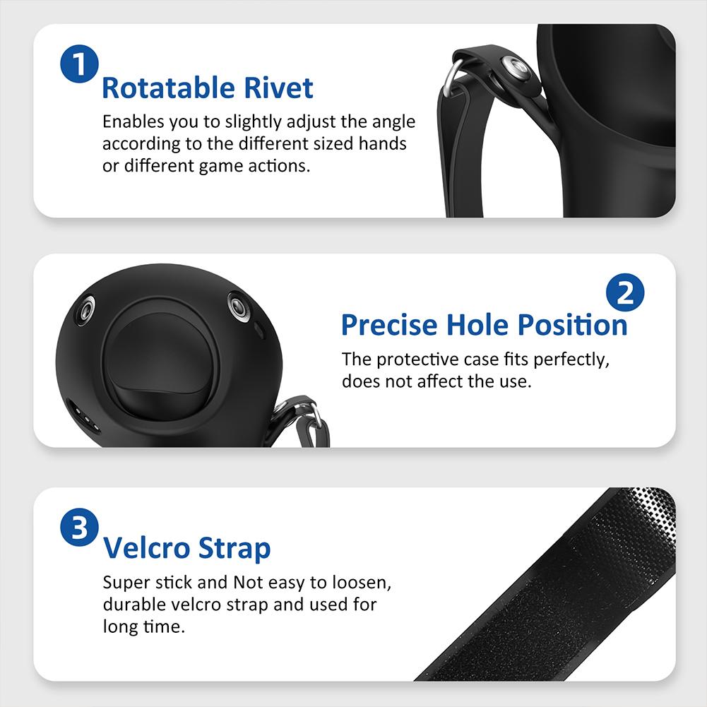 Vỏ bộ điều khiển silicone VR Tất cả các tay cầm bao gồm bao gồm vỏ chống va chạm có thể điều chỉnh dây đeo cho meta Quest Pro VR màu: Đen
