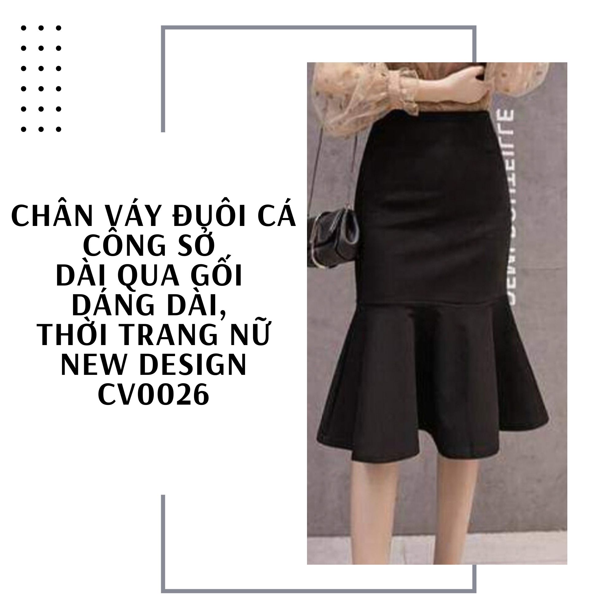 Chân Váy Công Sở Nữ New Design Thiết Kế Dáng Váy Đuôi Cá Dài, Phom Chuẩn Ôm Body Gợi Cảm, Vải Tốt co Giãn, Màu Đen MS 009