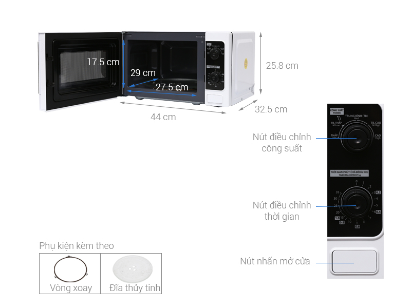 Lò vi sóng 20 lít Toshiba Thái Lan ER-SM20W1VN hàng chính hãng