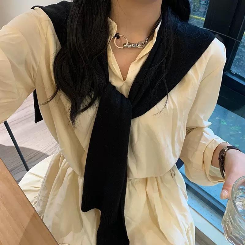 MS547 Khăn len quàng cổ giả áo năng động