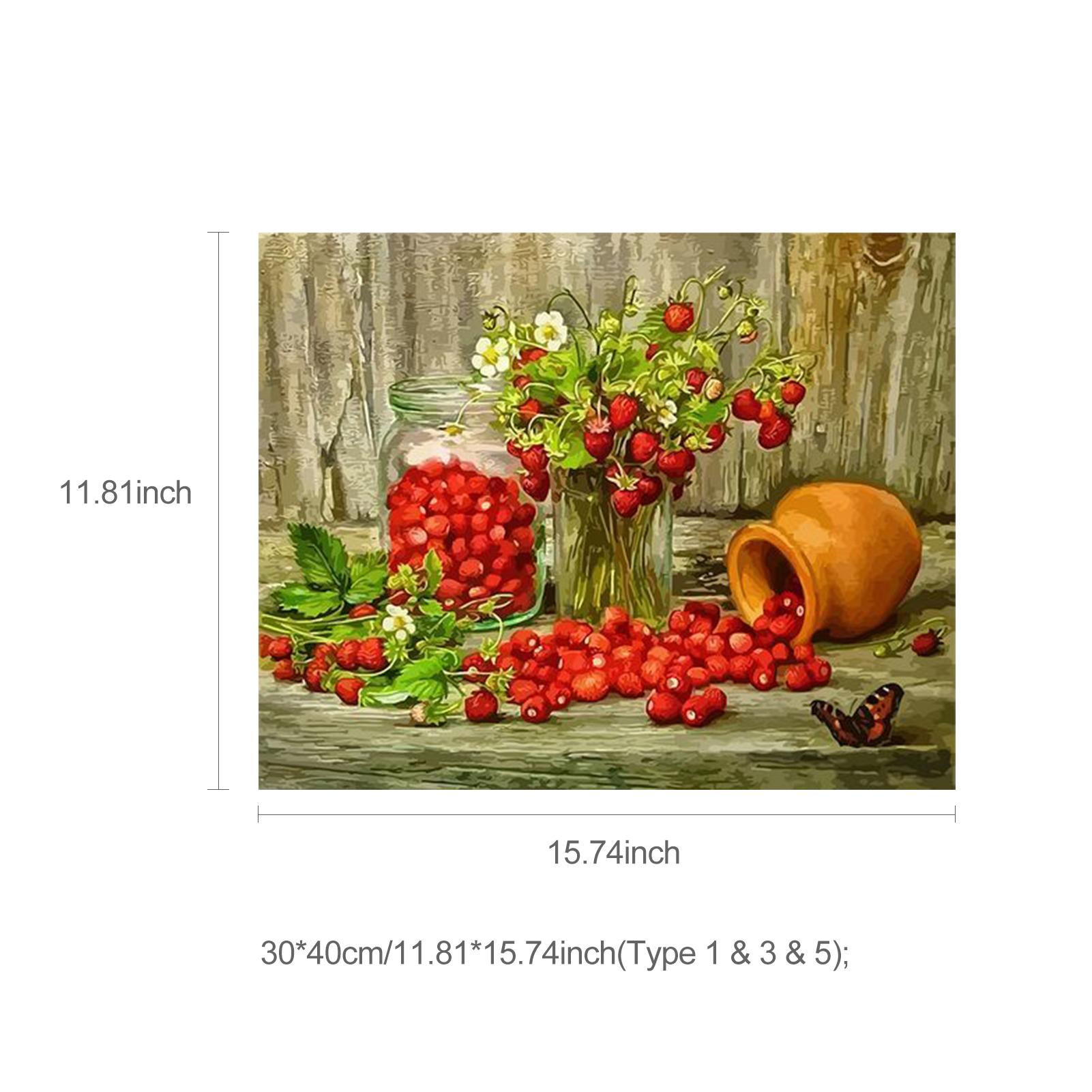 Tranh sơn dầu tự làm 16 x 20 inch trên vải Canvas Mẫu hoa trái cây