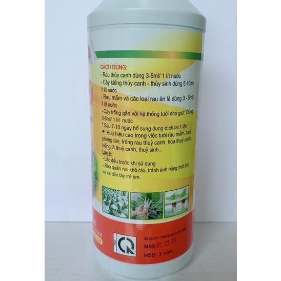 DUNG DỊCH TRỒNG CÂY THUỶ CANH,THUỶ SINH SUPER BIO-LIFE CHAI 1LIT