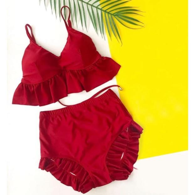 freeship Bikini hai mảnh đỏ nữ tính mặc đi biển
