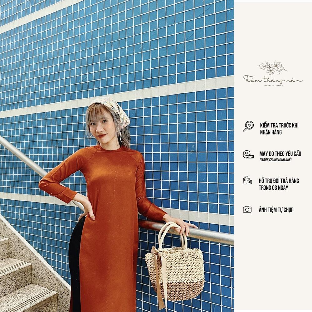 Áo dài xưa dáng suông - màu Cam đất