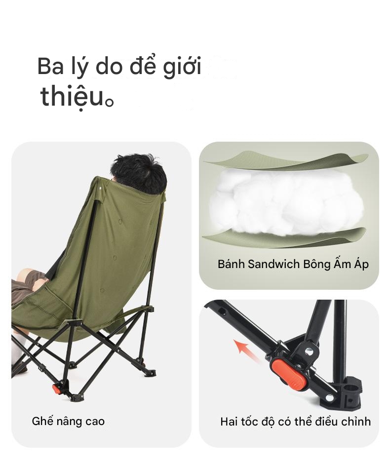 Ghế Ngả Lưng Xếp Gọn Naturehike CNK2450JJ020 Ghế Ngả Lưng Sea Star 2 Cấp Độ, Chịu tải 120kg