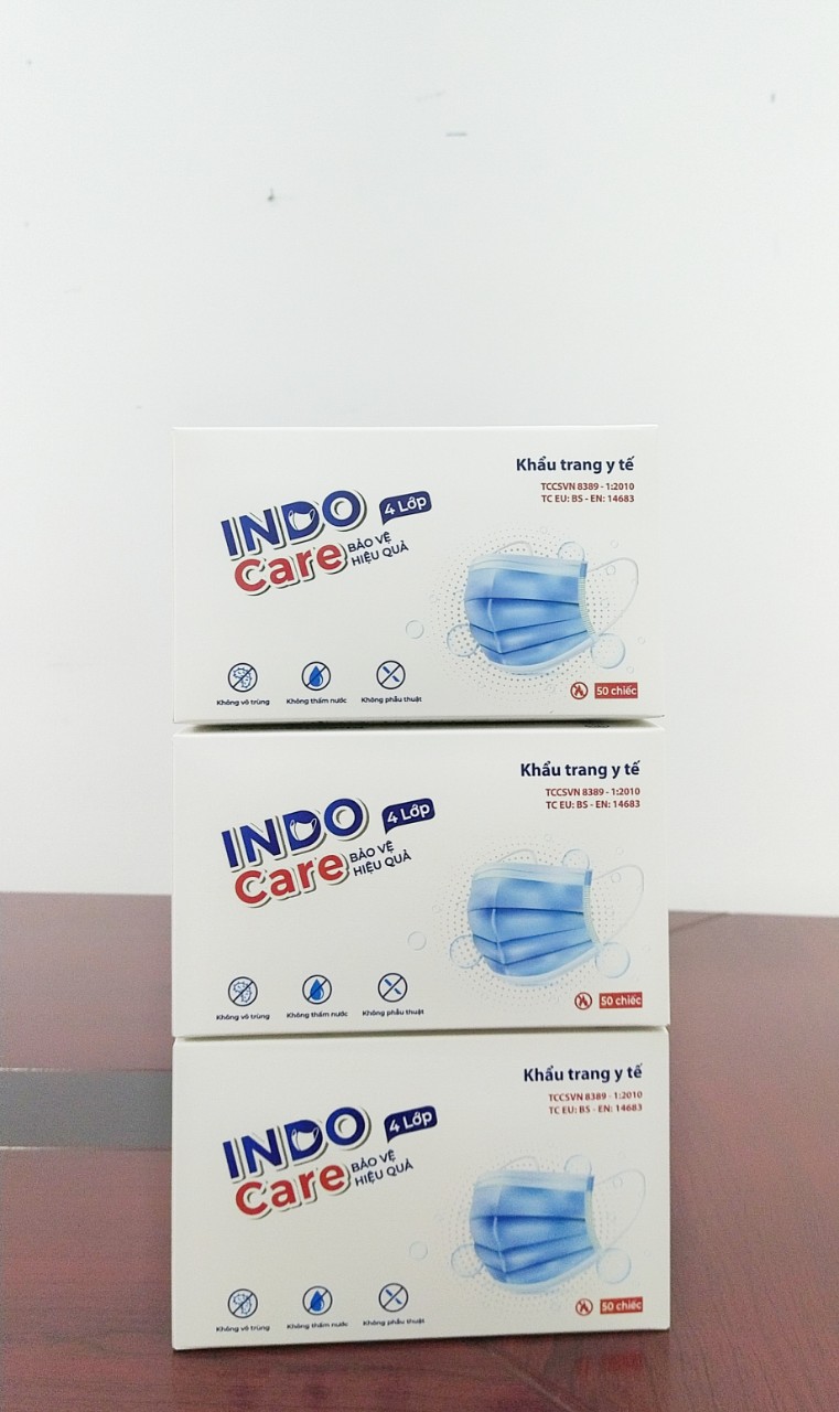 [Combo3 Tiết Kiệm] KHẨU TRANG Y TẾ TIÊU CHUẨN CHÂU ÂU INDO CARE 4 LỚP KHÁNG KHUẨN 99%