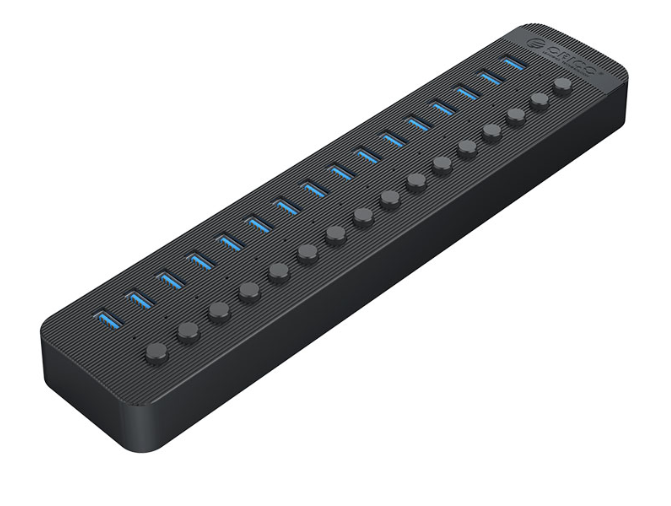 Bộ Chia USB HUB 16 Cổng USB 3.0 Với Các Công Tắc Riêng Lẻ ORICO CT2U3-16AB-EU-BK-BP (Có Adaptor)  màu đen -  Hàng Chính Hãng