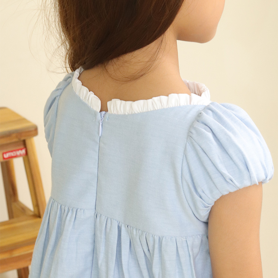 Đầm Bé Gái Kika Mầu Xanh Bèo Cổ Thuyền K127 - Size 120