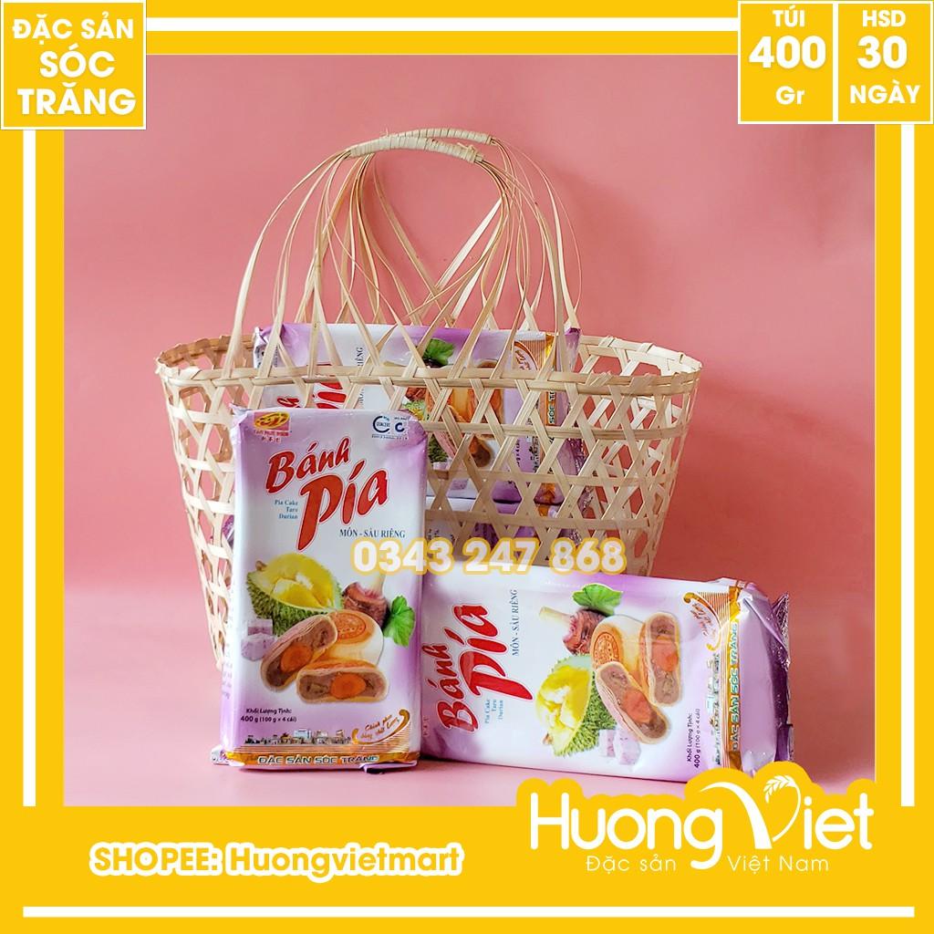 Bánh pía khoai môn sầu riêng trứng muối 400g, bánh pía Sóc Trăng Tân Huê Viên vị truyền thống 