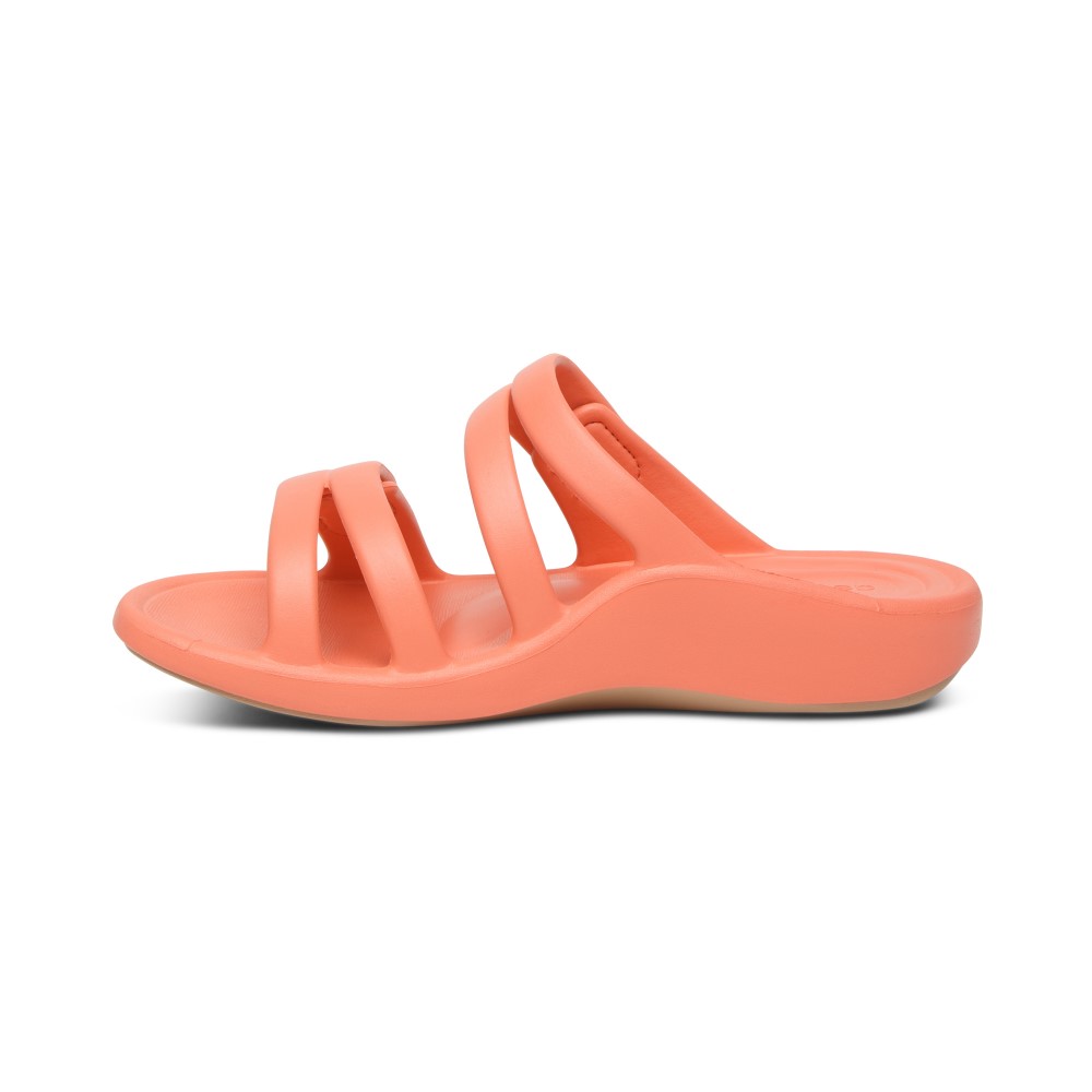 Dép sức khoẻ nữ Aetrex Janey Sport Coral - dép quai ngang nâng vòm chân giảm đau tê chân, mỏi gối, hông