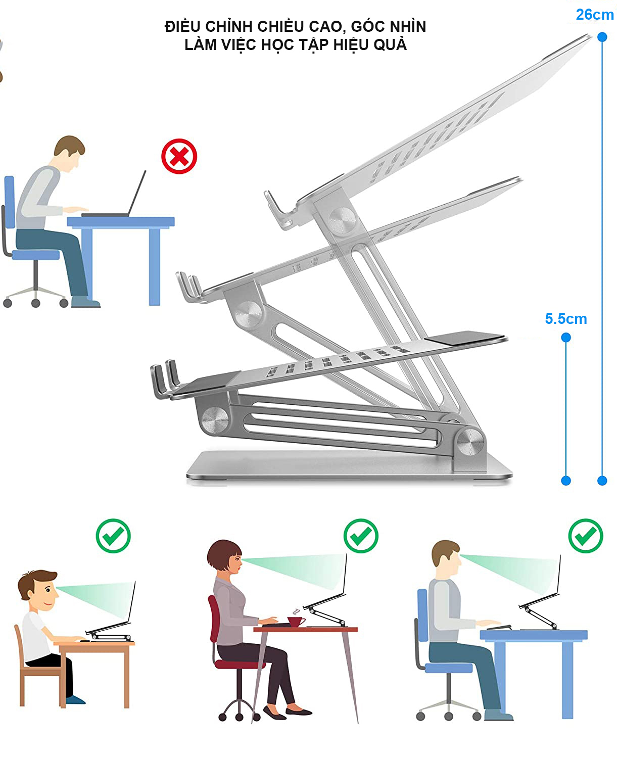 Giá Đỡ Máy Tính, Laptop, Macbook, iPad Hợp Kim Nhôm Cao Cấp. Hỗ Trợ Tản Nhiệt Chống Mỏi Cổ, Vai, Gáy.Gấp Gọn Tiện Lợi. Hàng Chính Hãng Tamayoko