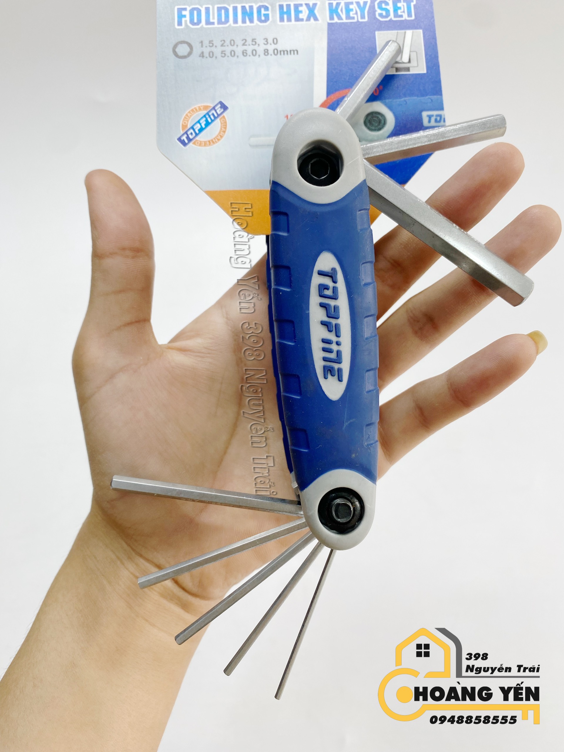 Bộ lục giác gập Thép CRV siêu cứng 8 chi tiết TOPFINE 170593, 170098 Bộ lục giác tránh rơi vãi