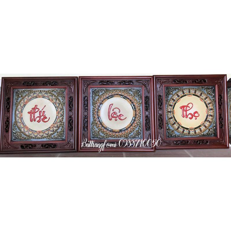 Bộ Tranh Sứ Phúc-Lộc-Thọ khắc nổi