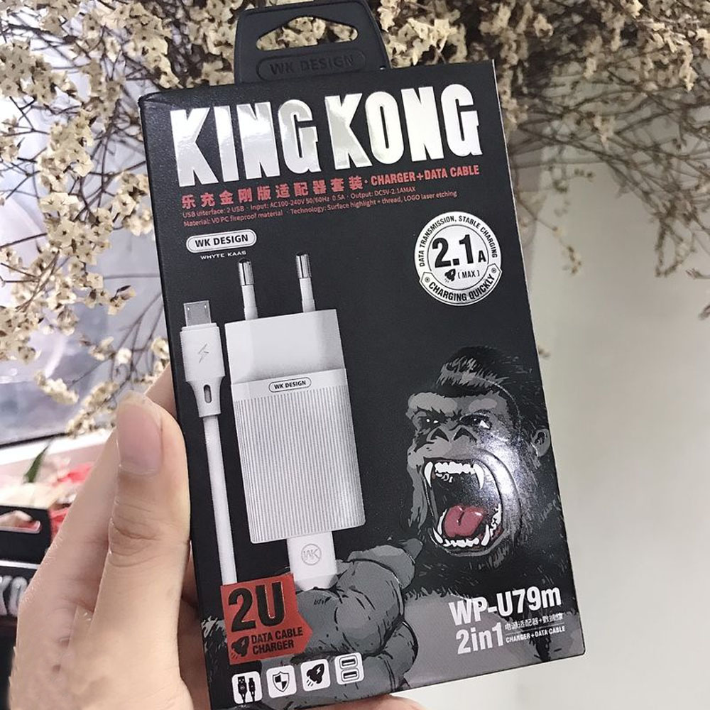 Bộ Củ Sạc Kèm Cáp Micro USB WK -U79 King Kong - Hàng Chính Hãng