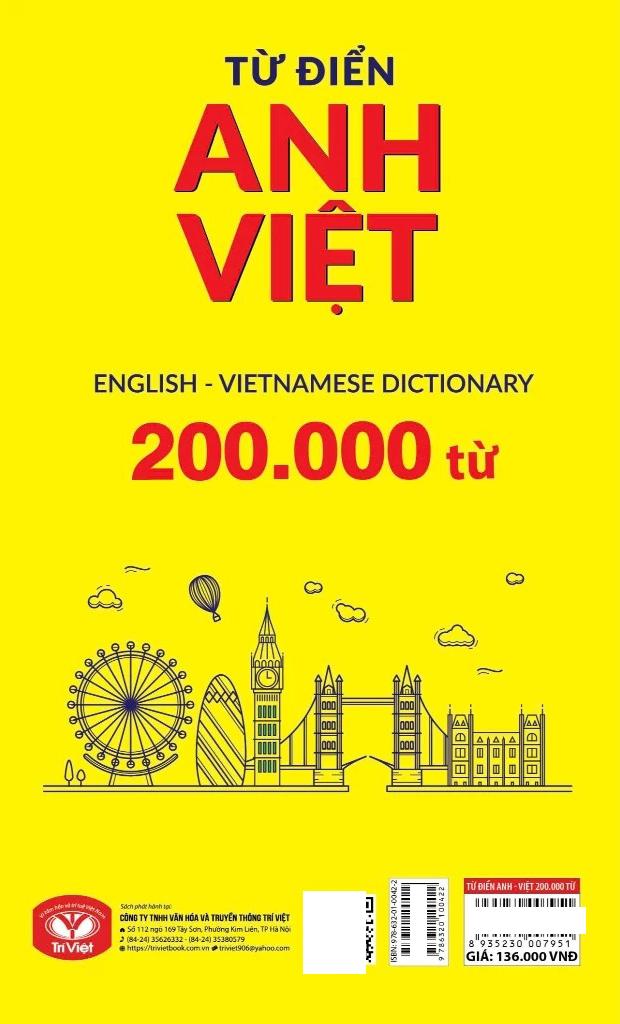 Sách - Từ Điển Anh-Việt - English-Vietnamese Dictionary - 200000 Từ