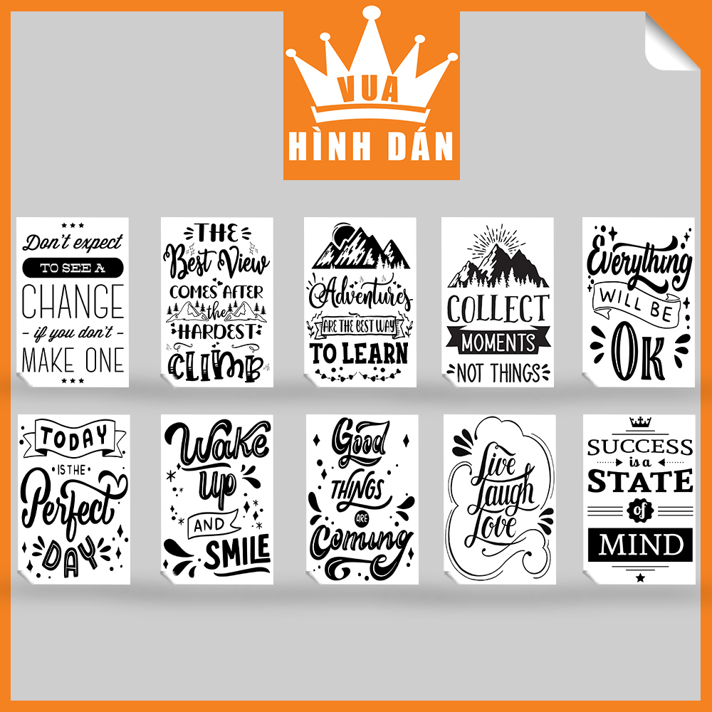 Set 50 deal sticker decal 50 câu nói truyền cảm hứng lạc quan trong cuộc sống bằng Tiếng Anh