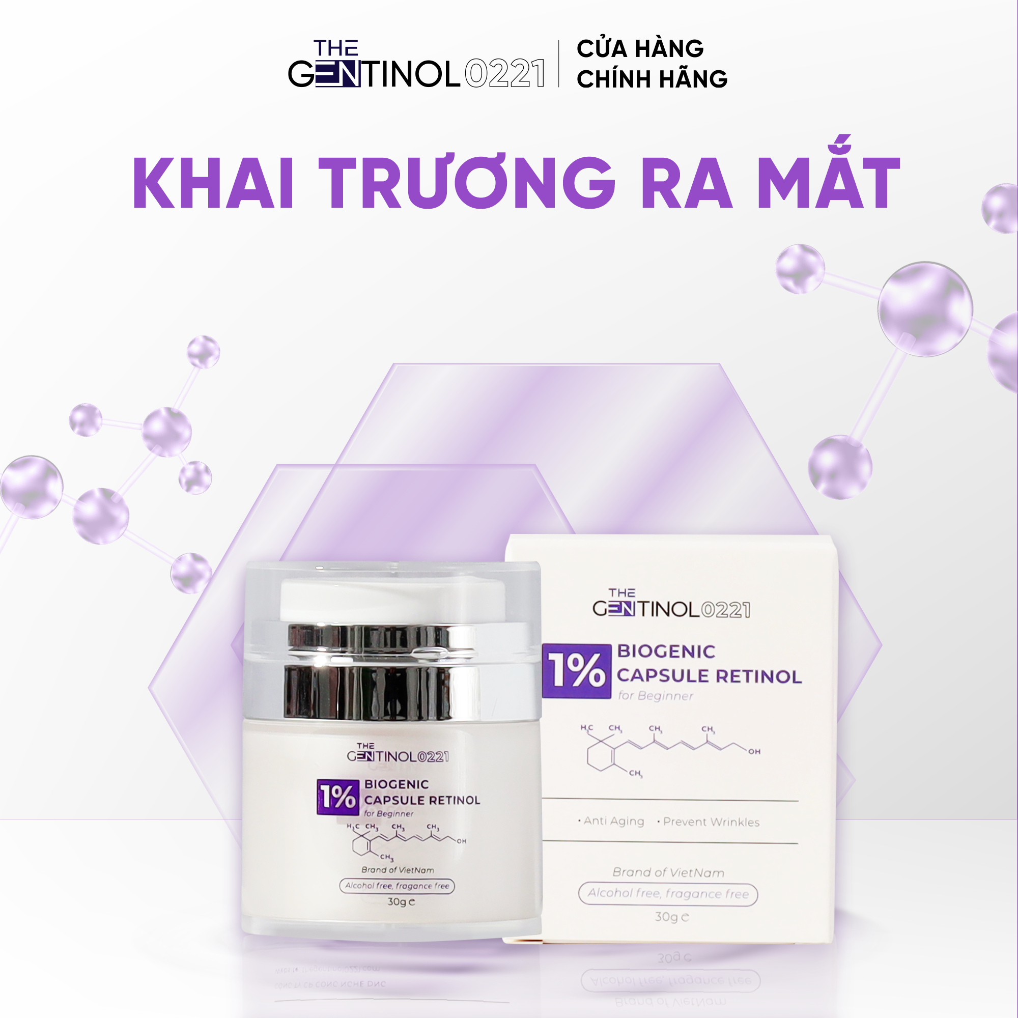 Kem dưỡng giảm nhăn da, cải thiện nếp nhăn, ngăn ngừa lão hóa Biogenic Capsule Retinol The Gentinol 0221 30g