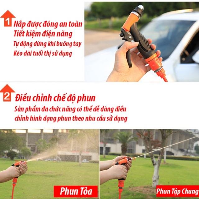 Combo Máy bơm mini rửa xe, rửa máy lạnh, xịt sân vườn, tưới cây vườn lan